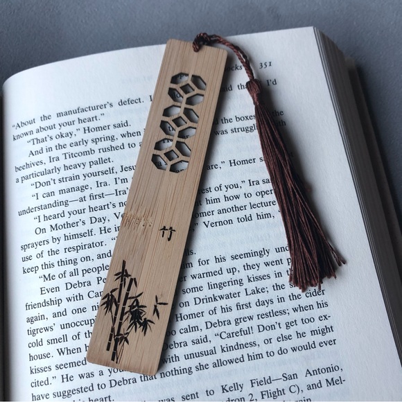 Bamboo Bookmark with Brown Tassel ~ Brand New! - Picture 1 of 7